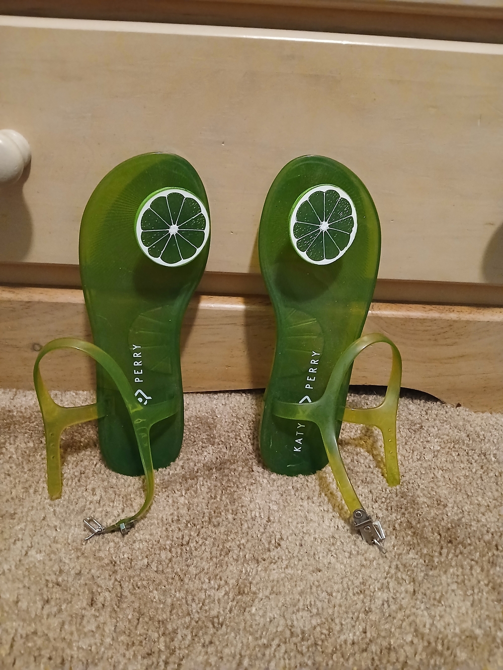 Katy Perry Collections Lime Green Jelly Sandals with Citrus Accent